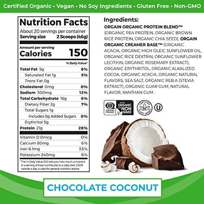 Organic Vegan Protein Powder, (Packaging May Vary)