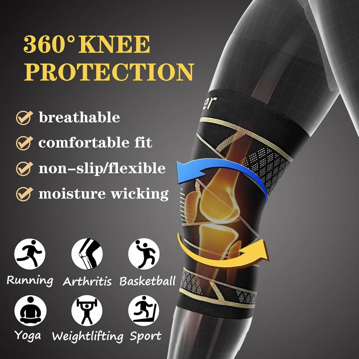 Copper Knee Braces with Straps 2-Pack