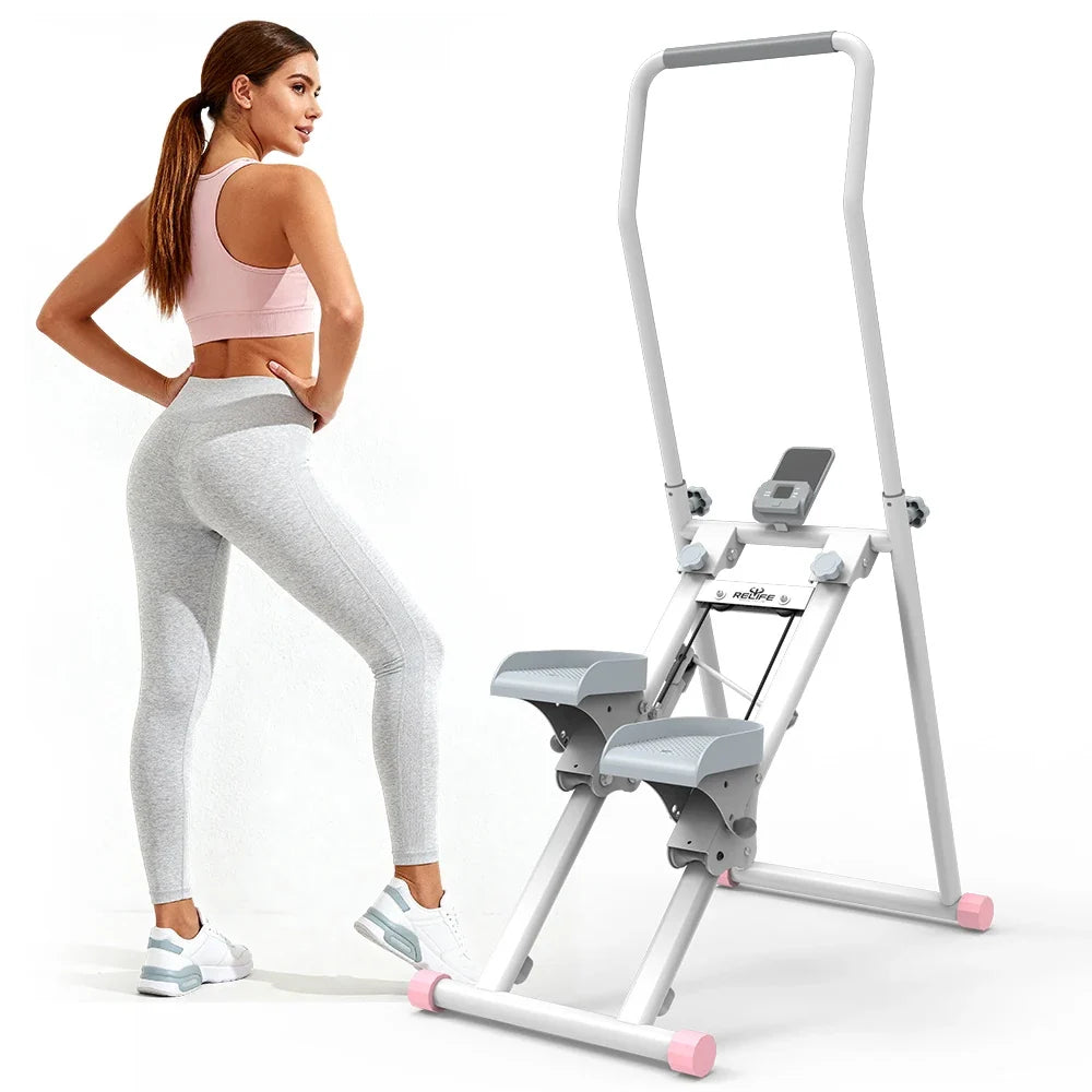Foldable Stair Stepper For Home Gym With LCD Monitor Pedals