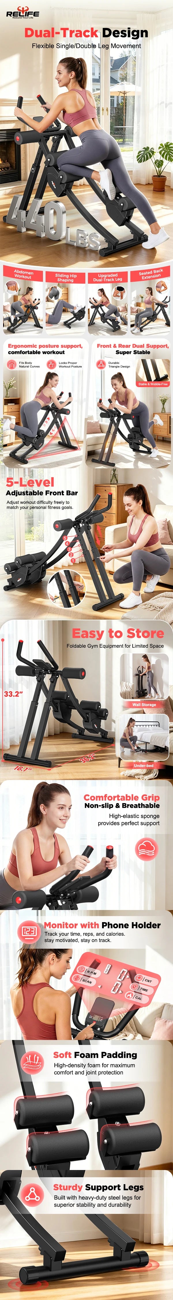 Dual Split-Track Adjustable Ab Machine