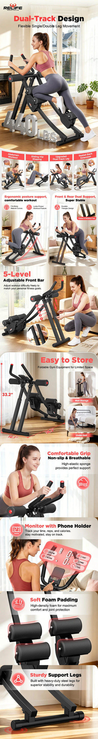 Dual Split-Track Adjustable Ab Machine