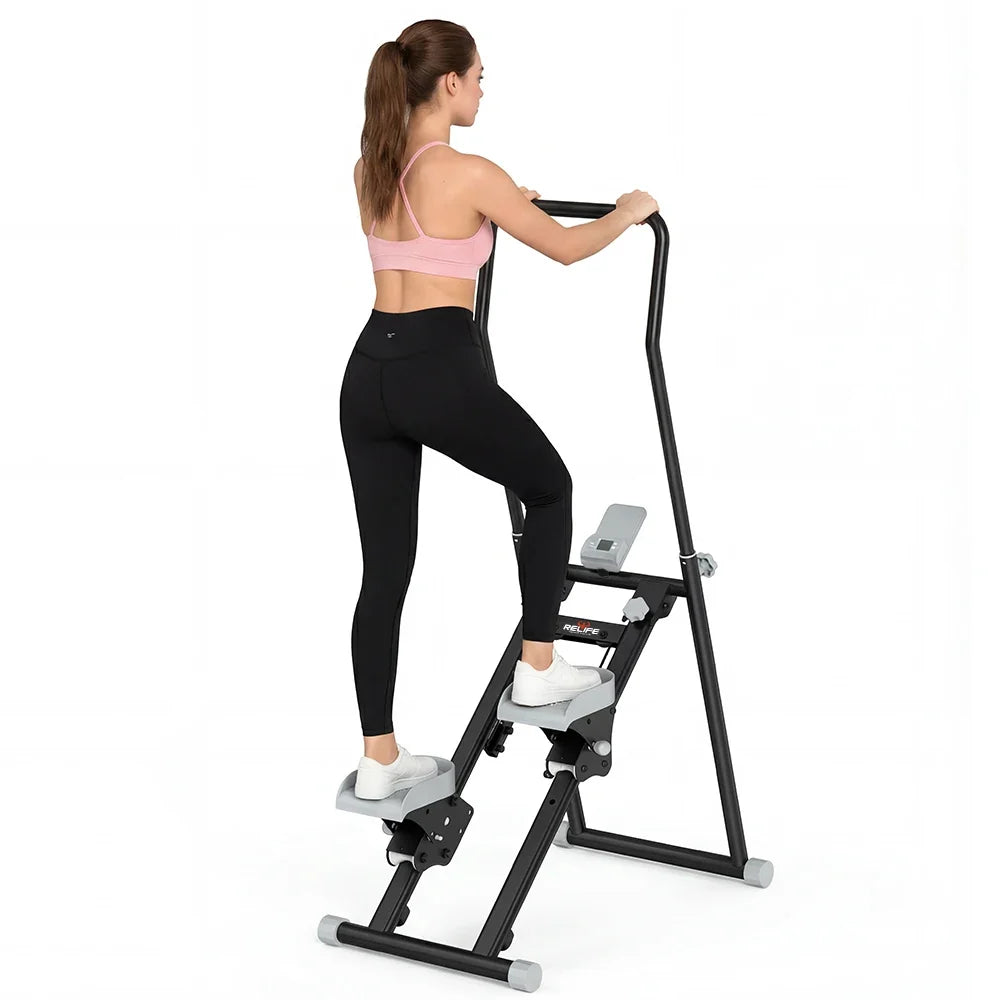Foldable Stair Stepper For Home Gym With LCD Monitor Pedals
