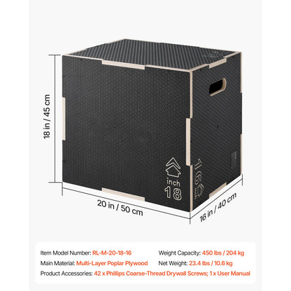 3-in-1 Non-Slip Plyometric Jump Box