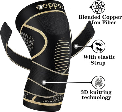 Copper Knee Braces with Straps 2-Pack