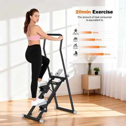 Foldable Stair Stepper For Home Gym With LCD Monitor Pedals