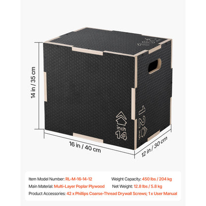 3-in-1 Non-Slip Plyometric Jump Box