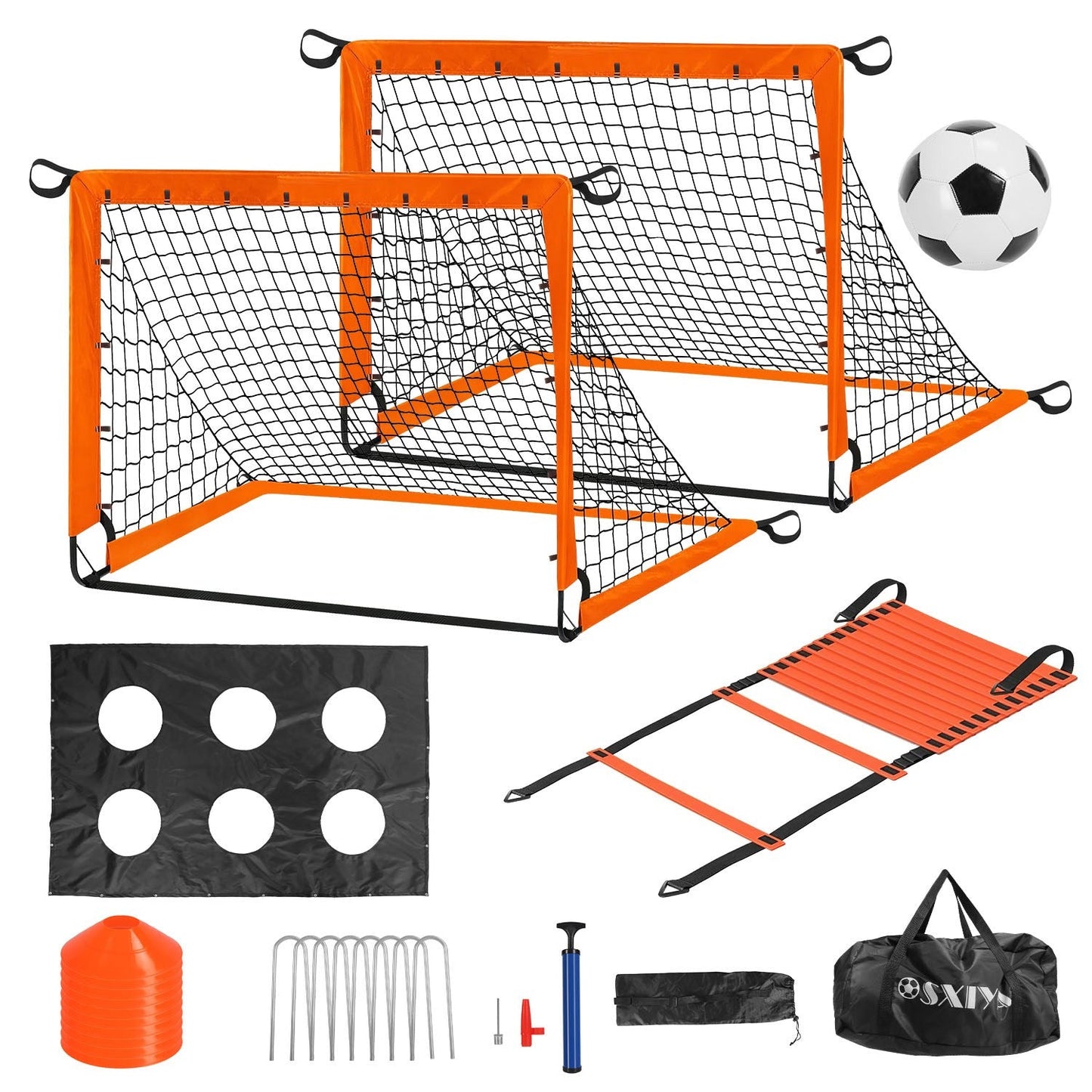 Kids Soccer Goals Set Portable Backyard Training Equipment Bundle