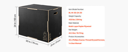 3-in-1 Non-Slip Plyometric Jump Box