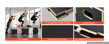 3-in-1 Non-Slip Plyometric Jump Box