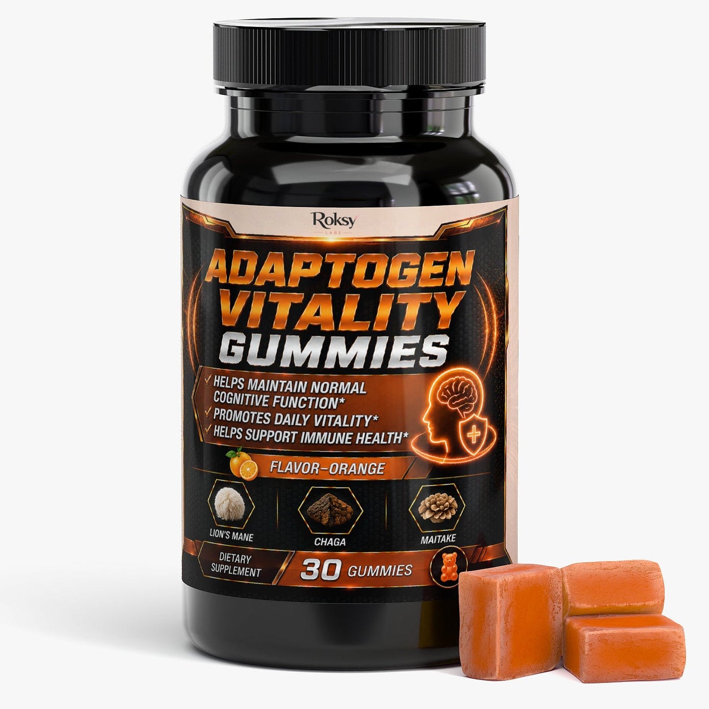 Adaptogen Lion's Mane Mushroom Supplements - Vitality Gummies 30ct
