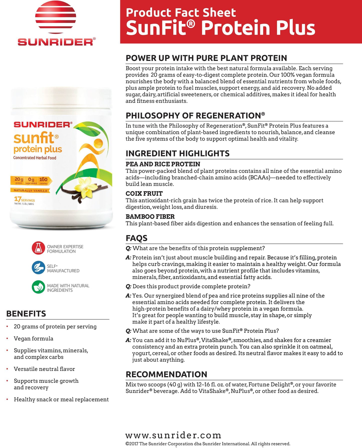 SunFit Protein Plus Nutritional Protein Powder Supplement Blend